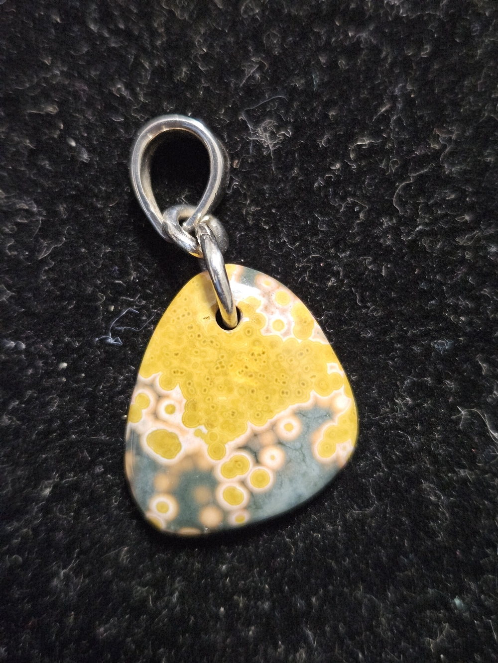 925S Yellow and Teal Ocean Jasper Agate Pendant Charm